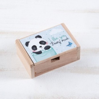 Μπομπονιέρα Βάπτισης Ξύλινο κουτί Panda