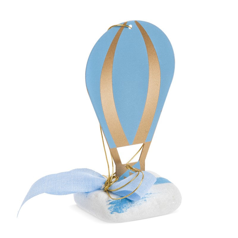 Χειροποίητο διακοσμητικό βότσαλο με μεταλλικό αερόστατο