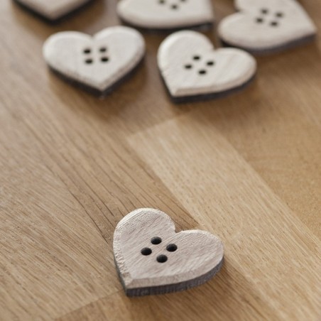 Ξύλινα Κουμπιά Καρδιά
